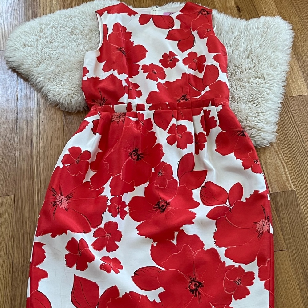 Beautiful white with bold red flowers dress